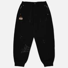 Мужские брюки Evisu Multi Evisu Print & Embroidered Stained Jogger, цвет чёрный, размер M