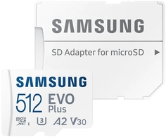 Карта памяти MicroSDXC 512GB Samsung MB-MC512KA Class10, EVO PLUS + adapter