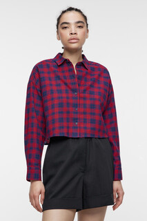 блузка женская Рубашка фланелевая укороченная с принтом в клетку Befree