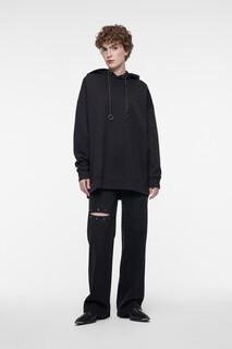 джемпер женский Худи oversize хлопковая с капюшоном и цепочками Befree