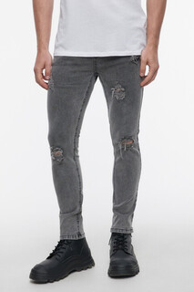 брюки джинсовые мужские Джинсы skinny облегающие с рваными коленями Befree