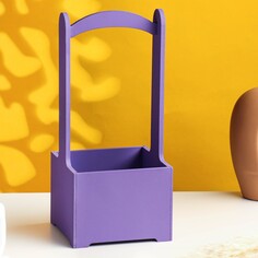 Кашпо - ящик деревянный 13,5х13,5х30 см, фиолетовый Дарим Красиво