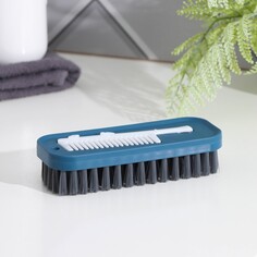 Щетка универсальная доляна, с дополнительной щеткой для очистки ворса, 14×5,5×3,5 см, щетина 2 см