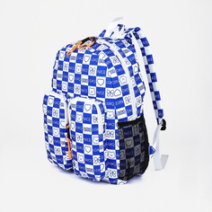 Рюкзак школьный из текстиля на молнии, 5 карманов, цвет синий NO Brand