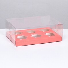 Коробка на 6 капкейков, розовый 26.8 × 18.2 × 10 см NO Brand