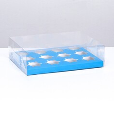 Коробка для 12 капкейков, голубой, 34.7 × 26.3 × 10 см NO Brand