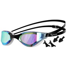 Очки для плавания взрослые + набор носовых перемычек и беруши, с зеркальным радужным покрытием Onlytop