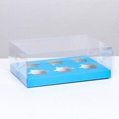 Коробка на 6 капкейков, голубой 26.8 × 18.2 × 10 см NO Brand