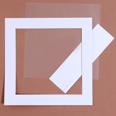 Паспарту размер рамки 20 × 20, прозрачный лист, клейкая лента, цвет белый NO Brand