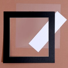 Паспарту размер рамки 20 × 20, прозрачный лист, клейкая лента, цвет черный NO Brand
