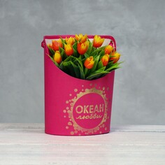 Переноска для цветов, ваза овал с тиснением NO Brand