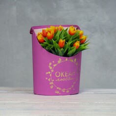 Переноска для цветов, ваза овал с тиснением NO Brand