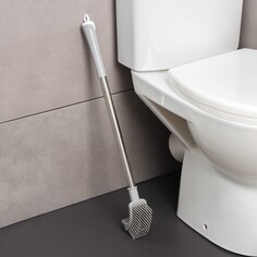 Ёрш для унитаза доляна, силиконовый, 10×6×58 см, цвет серый