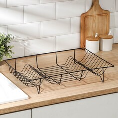 Сушилка для посуды доляна, 47,5×32×9 см, цвет черный