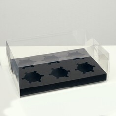 Коробка на 6 капкейков, черная, 26,8 × 18,2 × 10 см NO Brand