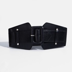Ремень женский, ширина 7,5 см, пряжка металл, цвет черный NO Brand