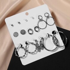 Серьги набор 8 пар Queen Fair