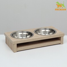 Кормушка для животных двойная, 2 х 350 мл, 31,5 х 16 х 6,7 см NO Brand
