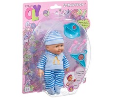 Куклы и одежда для кукол Bondibon Пупс-мальчик Oly со звуком и аксессуарами 15 см ВВ4327