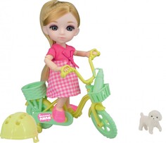 Куклы и одежда для кукол Funky Toys Игровой набор на велосипеде с собачкой и Кукла Малышка Лили 16 см