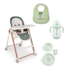 Стульчики для кормления Стульчик для кормления Happy Baby Berny V2 с нагрудником, набором посуды и бутылочкой