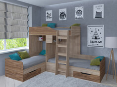 Кровати для подростков Подростковая кровать РВ-Мебель двухъярусная Трио (сонома)