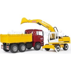 Машины Bruder Самосвал MAN с колёсным экскаватором Liebherr