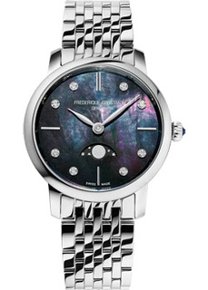 Швейцарские наручные женские часы Frederique Constant FC-206MPBD1S6B. Коллекция Slim Line Moonphase