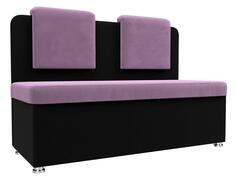 Кухонный прямой диван Маккон 2-х местный Микровельвет Сиреневый/Чёрный Bravo