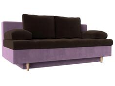 Диван прямой Спенсер Микровельвет Коричневый/Сиреневый Bravo