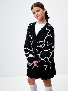 Вязаный кардиган с жаккардовым принтом для девочек