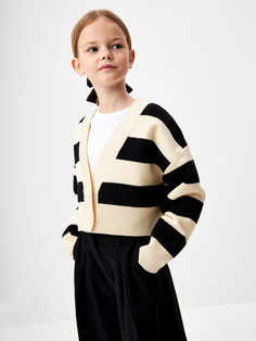 Вязаный кардиган в полоску для девочек
