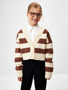 Вязаный кардиган в полоску для девочек