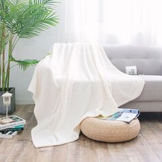 Плед 2-спальный, 180х200 см, велсофт, 100% полиэстер, Cleo, Роял плюш, белый, 180/014-RP/CL