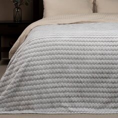 Плед 1.5-спальный, 150х200 см, фланель, жаккард, 100% полиэстер, Texrepublic, GY9 037, серый, 92567