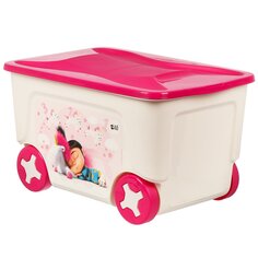 Ящик для игрушек 50 л, на колесах, с крышкой, пластик, 59х38.3х33 см, розовый, Lalababy, Миньоны, LA106611032