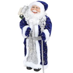 Фигурка декоративная полиэстер, Дед Мороз, 45 см, синяя, Y4-4159