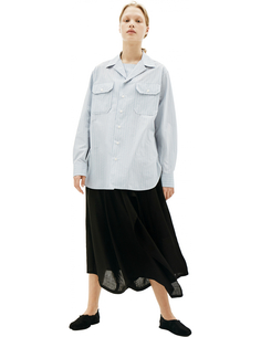 Голубая рубашка в полоску с карманами Maison Margiela