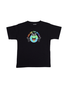 Черная футболка You Are The World Balenciaga Kids