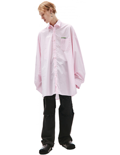 Розовая Оверсайз рубашка с принтом Raf Simons