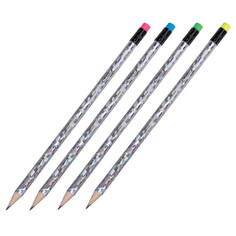 Чернографитные карандаши карандаш чернографитный ПИФАГОР 1шт НВ с ластиком серебряный