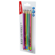 Чернографитные карандаши набор карандашей ч/г Berlingo Fuze 5шт HB трехгран с ластиком