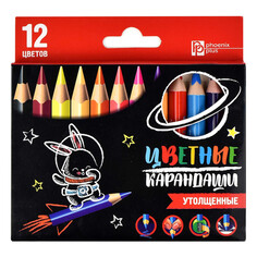 Цветные карандаши карандаши цветные Зайка-космонавт деревянные 12 цветов утолщенные