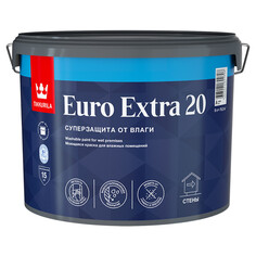 Краски для стен и потолков краска акриловая TIKKURILA Euro Extra 20 база А для стен и потолков 9л белая, арт.700001107