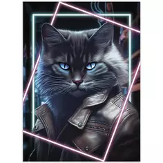 Картина Неоновый кот 1 50x70 см Fbrush