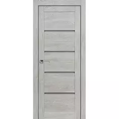 Дверь межкомнатная остекленная без замка и петель в комплекте Тренд горизонтальный 90x200 см Hardflex цвет серый Принцип
