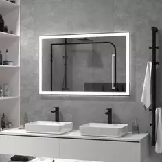 Зеркало для ванной Status с подсветкой 100x70 см цвет серый Без бренда
