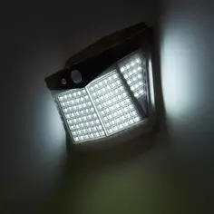 Светильник настенный поликристаллический уличный на солнечной батарее OSL-012 IP54 датчик движения холодный белый свет черный Без бренда