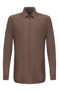 Рубашка из смеси шелка и хлопка Ermenegildo Zegna