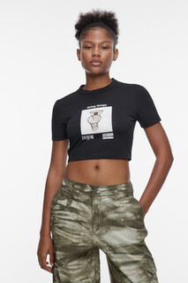 Топ-футболка хлопковый укороченный с принтом Befree